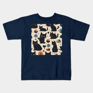 Black Cats Pattern Kids T-Shirt
